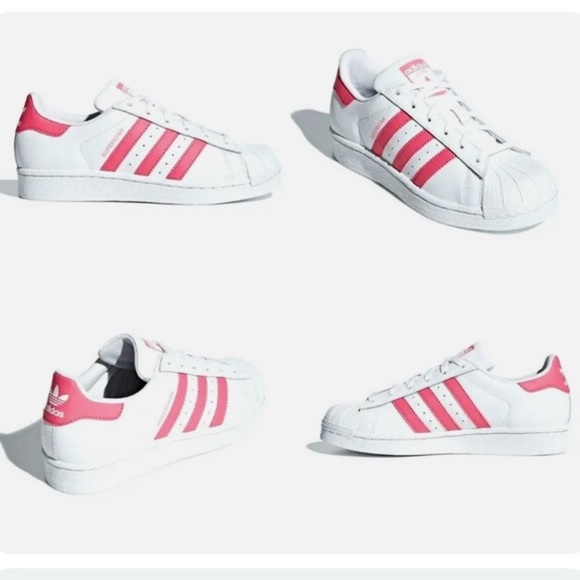 Adidas Superstar J Cloud White Real Pink Shoes CG6608 big kids - Picture 2 of 16